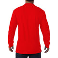 Red - Side - Gildan Mens Long Sleeve Double Pique Cotton Polo Shirt