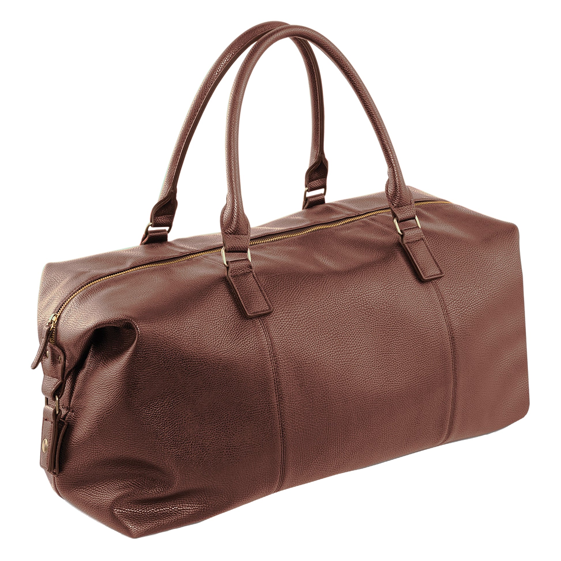 Tan - Front - Quadra NuHude Faux Leather Weekender Holdall Bag