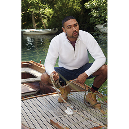 White - Side - Fruit Of The Loom Mens Zip Neck Sweatshirt