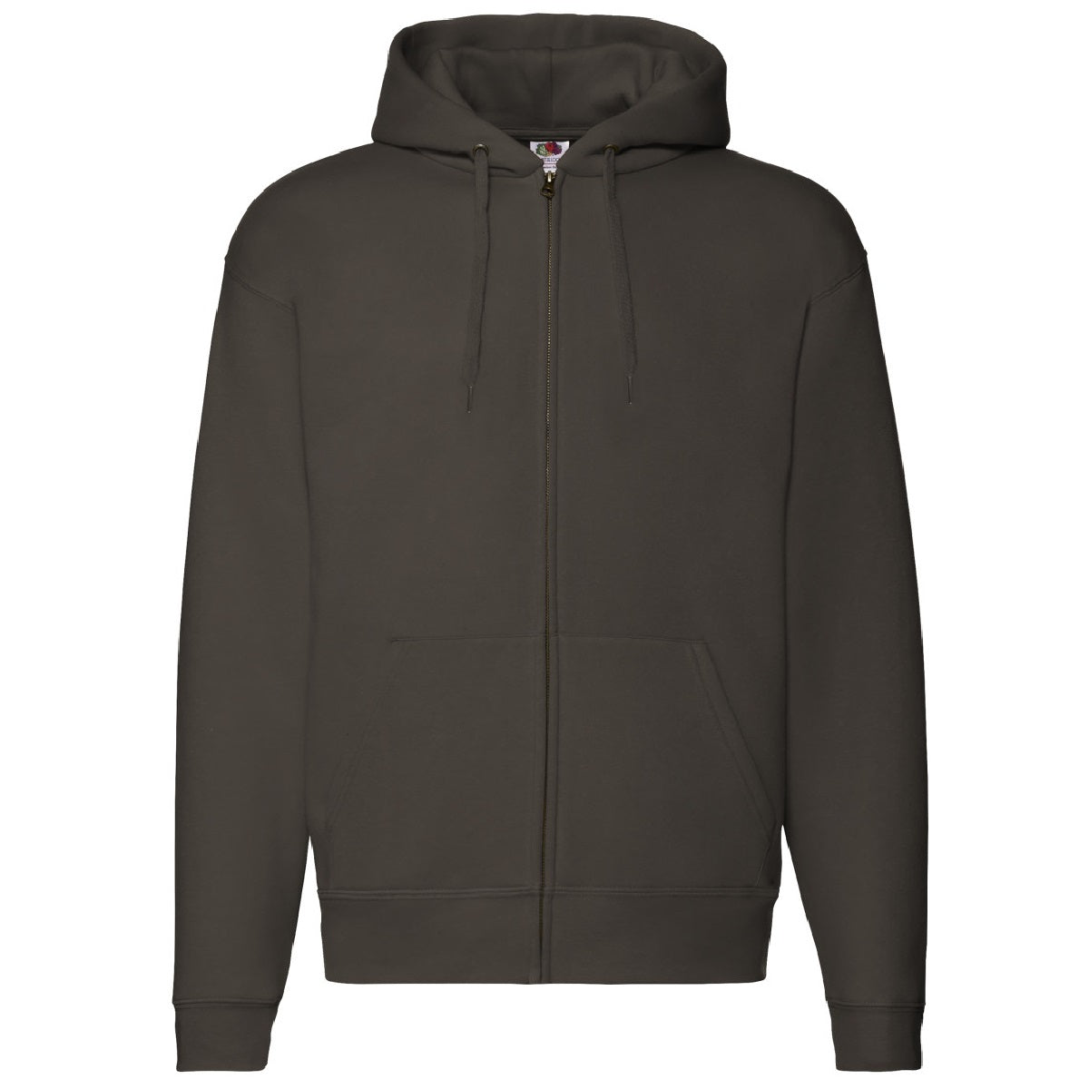 Charcoal - Side - Fruit Of The Loom Mens Zip Through Hooded Sweatshirt - Hoodie