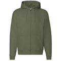 Classic Olive - Front - Fruit Of The Loom Mens Zip Through Hooded Sweatshirt - Hoodie