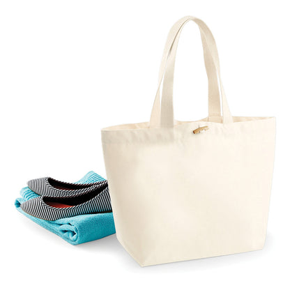 Natural - Side - Westford Mill Organic Marina Tote Shopping Bag (20L)