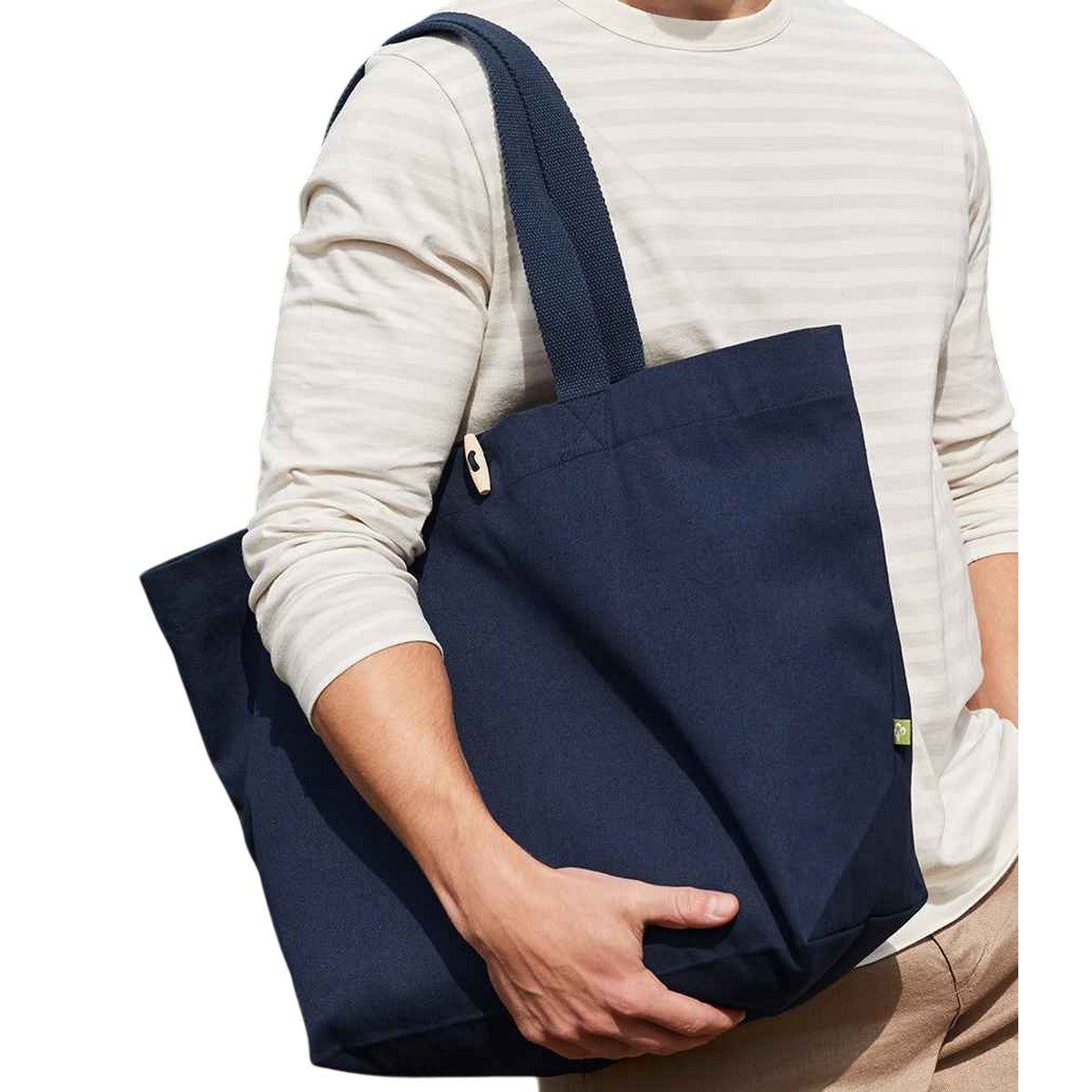 Black - Back - Westford Mill Organic Marina Tote Shopping Bag (20L)