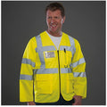 Hi-Vis Yellow - Back - Yoko Mens Executive Hi-Vis Long Sleeve Safety Waistcoat