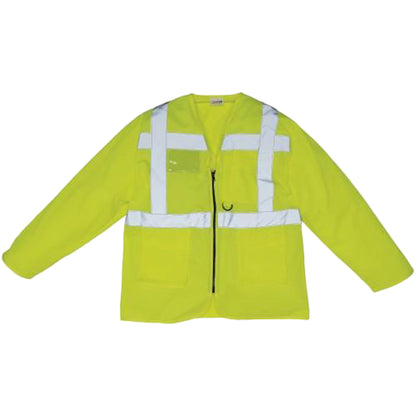 Hi-Vis Yellow - Side - Yoko Mens Executive Hi-Vis Long Sleeve Safety Waistcoat