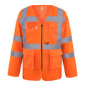 Hi Vis Orange - Front - Yoko Mens Executive Hi-Vis Long Sleeve Safety Waistcoat