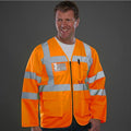 Hi Vis Orange - Back - Yoko Mens Executive Hi-Vis Long Sleeve Safety Waistcoat