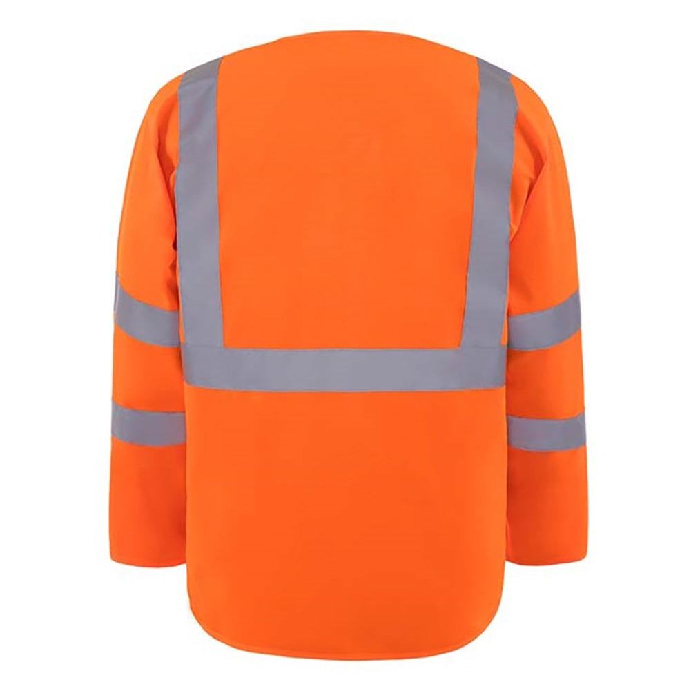 Hi Vis Orange - Side - Yoko Mens Executive Hi-Vis Long Sleeve Safety Waistcoat