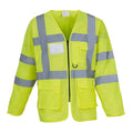 Hi-Vis Yellow - Front - Yoko Mens Executive Hi-Vis Long Sleeve Safety Waistcoat