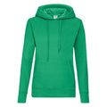 Kelly Green - Front - Fruit Of The Loom Ladies Lady Fit Hooded Sweatshirt - Hoodie