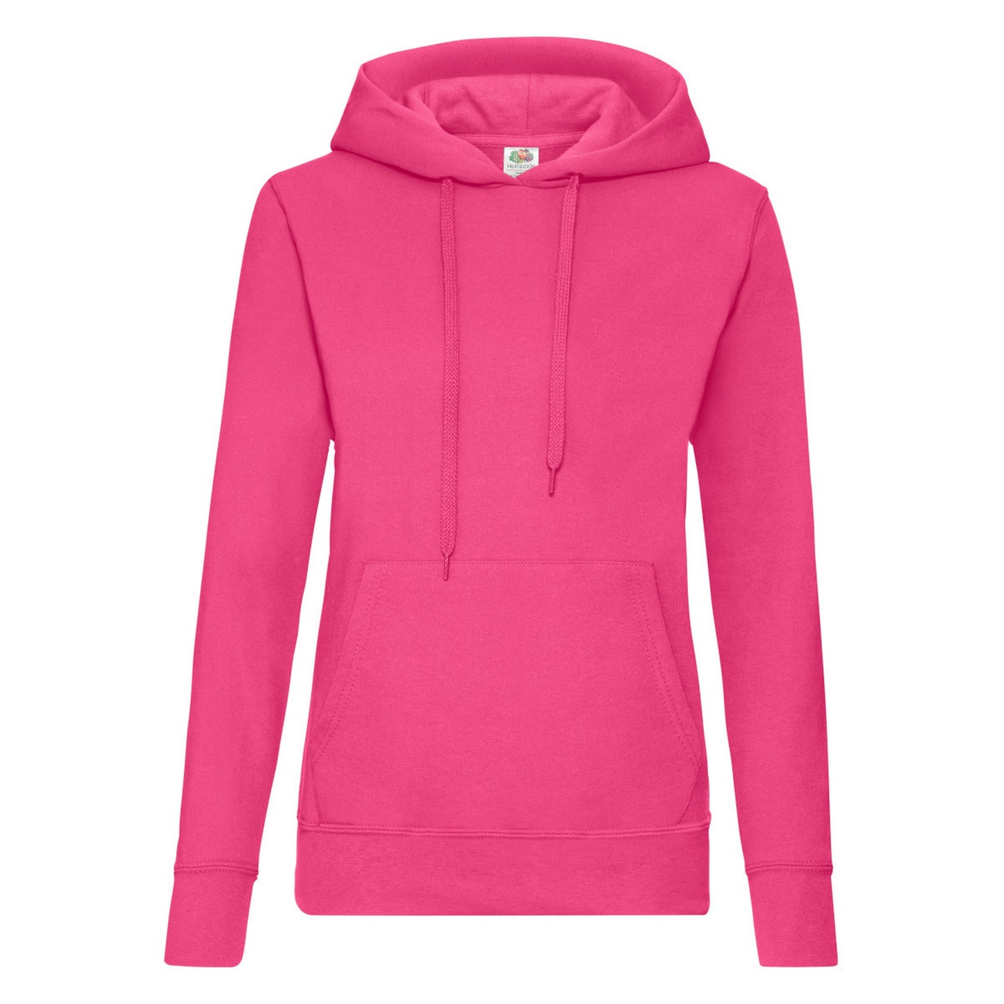Fuchsia - Front - Fruit Of The Loom Ladies Lady Fit Hooded Sweatshirt - Hoodie