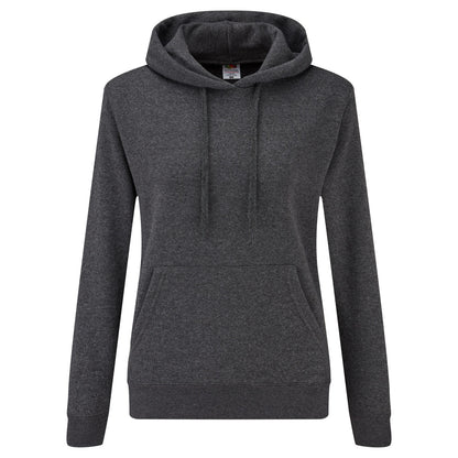 Dark Heather - Front - Fruit Of The Loom Ladies Lady Fit Hooded Sweatshirt - Hoodie