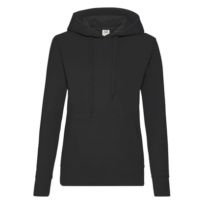 Black - Front - Fruit Of The Loom Ladies Lady Fit Hooded Sweatshirt - Hoodie