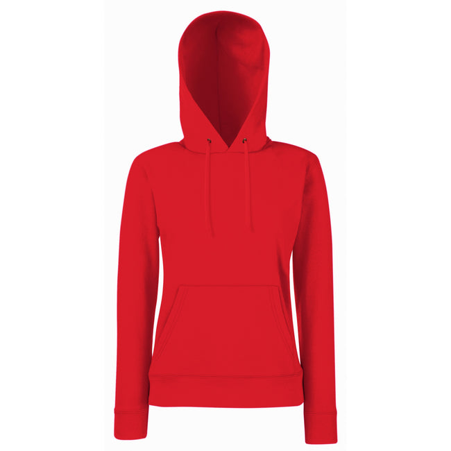 Red - Back - Fruit Of The Loom Ladies Lady Fit Hooded Sweatshirt - Hoodie