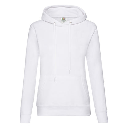 White - Front - Fruit Of The Loom Ladies Lady Fit Hooded Sweatshirt - Hoodie