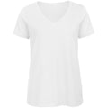 White - Front - B&C Womens-Ladies Favourite Organic Cotton V-Neck T-Shirt