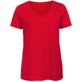 Red - Front - B&C Womens-Ladies Favourite Organic Cotton V-Neck T-Shirt