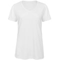 White - Front - B&C Womens-Ladies Favourite Cotton Triblend V-Neck T-Shirt