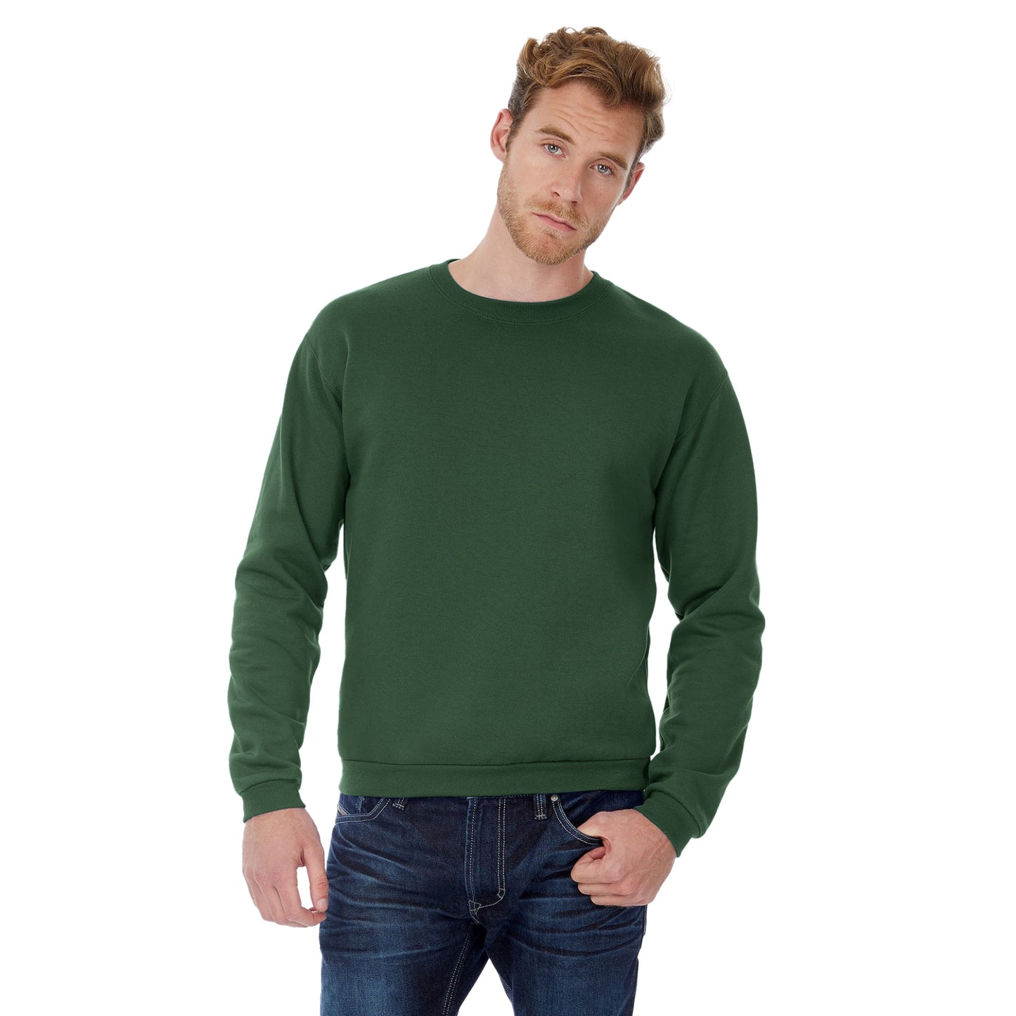 Bottle Green - Back - B&C Adults Unisex ID. 202 50-50 Sweatshirt