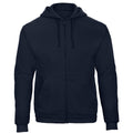 Navy Blue - Front - B&C Adults Unisex ID.205 50-50 Full Zip Hooded Sweatshirt