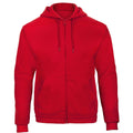 Red - Front - B&C Adults Unisex ID.205 50-50 Full Zip Hooded Sweatshirt