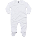 White - Front - Babybugz Baby Unisex Organic Cotton Envelope Neck Sleepsuit