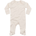 Natural - Front - Babybugz Baby Unisex Organic Cotton Envelope Neck Sleepsuit