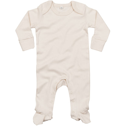 Natural - Front - Babybugz Baby Unisex Organic Cotton Envelope Neck Sleepsuit