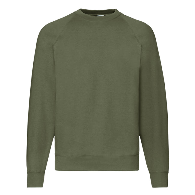 Classic Olive - Front - Fruit Of The Loom Mens Raglan Sleeve Belcoro® Sweatshirt