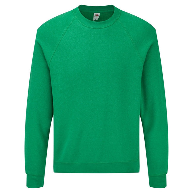 Heather Green - Front - Fruit Of The Loom Mens Raglan Sleeve Belcoro® Sweatshirt
