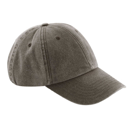 Vintage Brown - Front - Beechfield Unisex Low Profile Vintage Denim-Look Cap