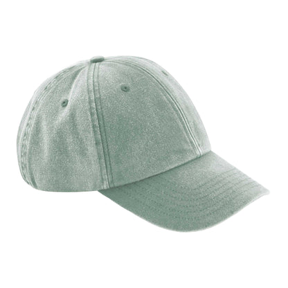 Vintage Sage Green - Front - Beechfield Unisex Low Profile Vintage Denim-Look Cap