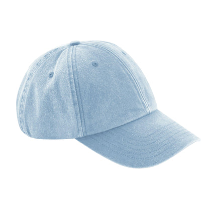 Vintage Light Blue - Front - Beechfield Unisex Low Profile Vintage Denim-Look Cap