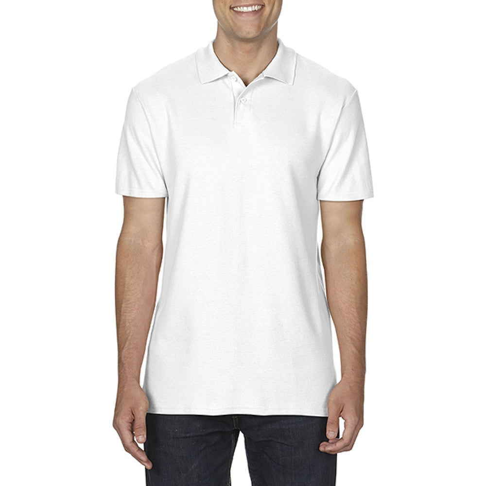 White - Back - Gildan Softstyle Mens Short Sleeve Double Pique Polo Shirt