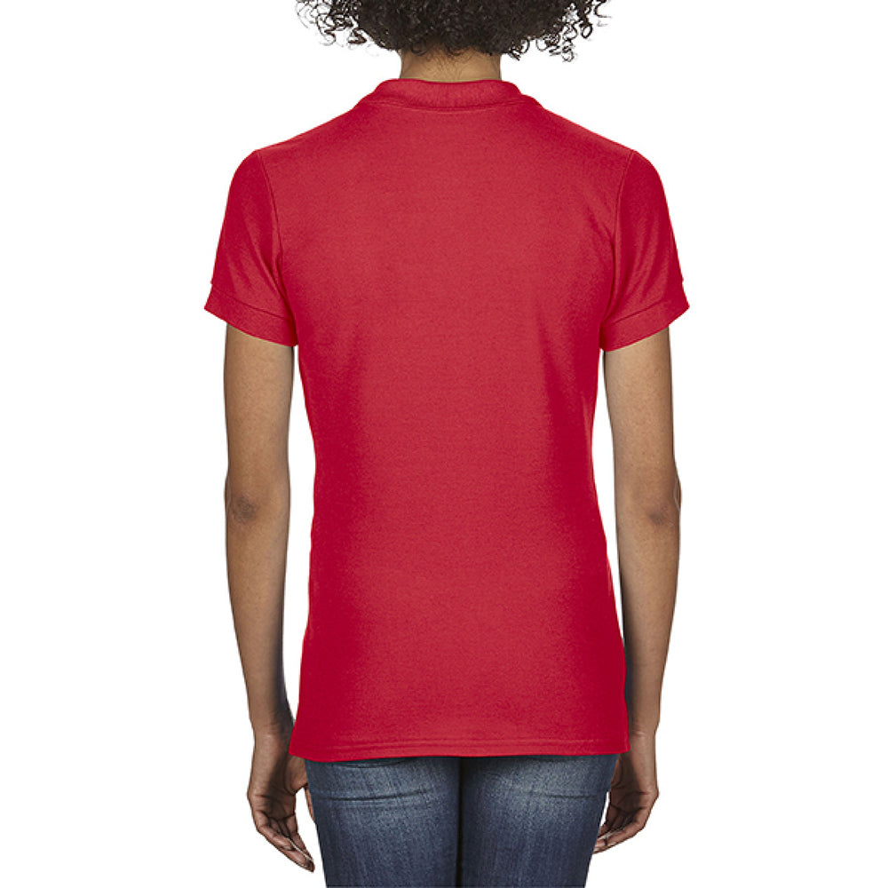Red - Side - Gildan Softstyle Womens-Ladies Short Sleeve Double Pique Polo Shirt
