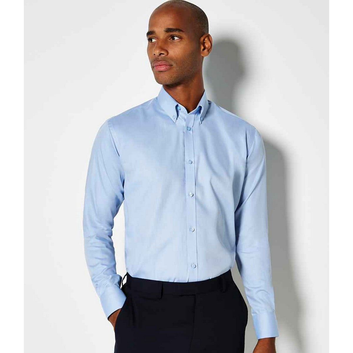 Light Blue - Side - Kustom Kit Mens Long Sleeve Oxford Twill Shirt