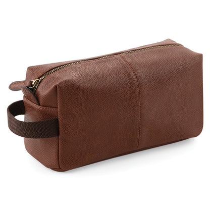 Tan - Front - Quadra NuHide Faux Leather Washbag