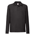 Black - Front - Fruit Of The Loom Childrens Long Sleeve 65-35 Pique Polo - Childrens Polo Shirts