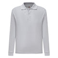 Dark Heather - Front - Fruit Of The Loom Childrens Long Sleeve 65-35 Pique Polo - Childrens Polo Shirts