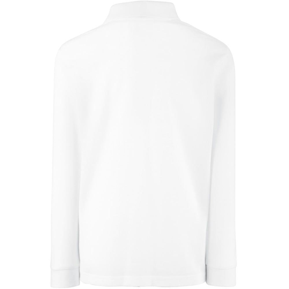 White - Side - Fruit Of The Loom Childrens Long Sleeve 65-35 Pique Polo - Childrens Polo Shirts