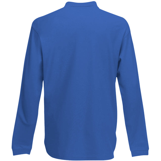 Royal - Back - Fruit Of The Loom Childrens Long Sleeve 65-35 Pique Polo - Childrens Polo Shirts