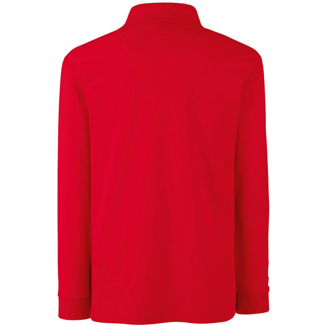Red - Side - Fruit Of The Loom Childrens Long Sleeve 65-35 Pique Polo - Childrens Polo Shirts