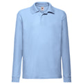 Sky Blue - Front - Fruit Of The Loom Childrens Long Sleeve 65-35 Pique Polo - Childrens Polo Shirts