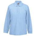 Sky Blue - Back - Fruit Of The Loom Childrens Long Sleeve 65-35 Pique Polo - Childrens Polo Shirts