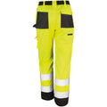Hi-Vis Yellow - Side - Result Safeguard Adults Unisex Hi Viz Cargo Trousers