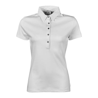 White - Front - Tee Jays Womens-Ladies Pima Short Sleeve Cotton Polo Shirt