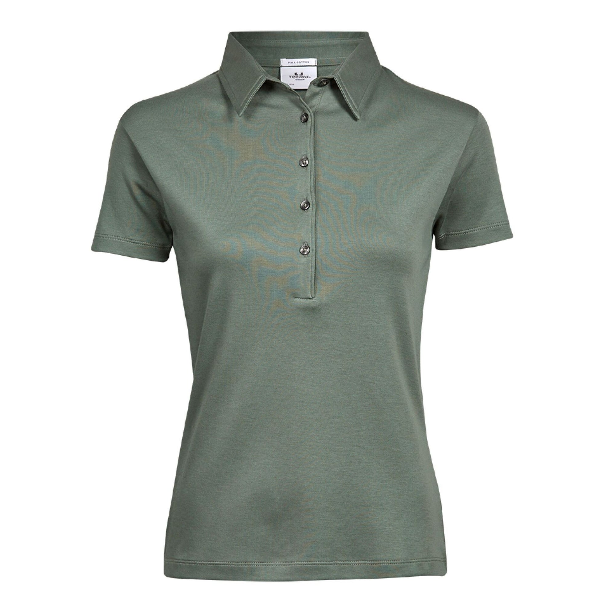 Leaf Green - Front - Tee Jays Womens-Ladies Pima Short Sleeve Cotton Polo Shirt