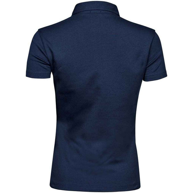 Navy Blue - Back - Tee Jays Womens-Ladies Pima Short Sleeve Cotton Polo Shirt