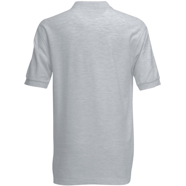 Heather Grey - Back - Fruit Of The Loom Mens 65-35 Heavyweight Pique Short Sleeve Polo Shirt