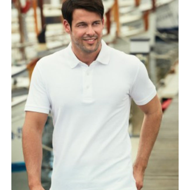 White - Back - Fruit Of The Loom Mens 65-35 Heavyweight Pique Short Sleeve Polo Shirt
